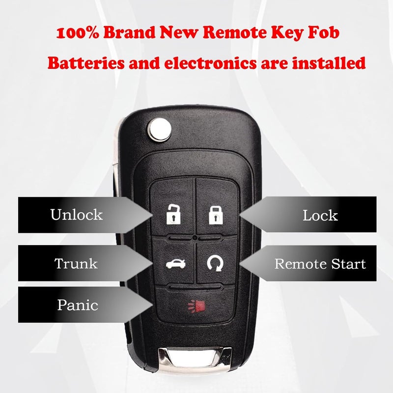 MechanMagic Remote Flip Key Fob Replacement Fits for Chevy Cruze Equinox Camaro Malibu Sonic Impala Buick LaCrosse Regal Verano Encore Allure GMC Terrain 2010-2021 Keyless Entry Remote Control OHT01060512 Set 1 - Image 5