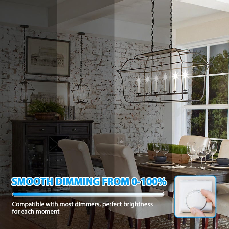 GoBright E12 Candelabra LED Light Bulbs, Dimmable 40 Watt Equivalent 5000K Bright Daylight White Candle Bulbs, 4W 460 LM Decorative CA10 Filament Chandelier Lamp Base for Bedroom Living Room Office, 12-Pack - Image 3