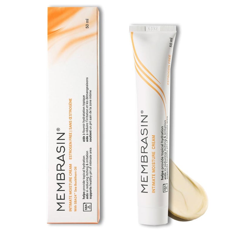 Membrasin Intimate Moisture Cream | 50ml | Natural Feminine Hydration for Menopause Support & Quick Daily Comfort | Estrogen-Free Topical Vulva Cream to Help Relieve Vaginal Dryness, Burning & Itching