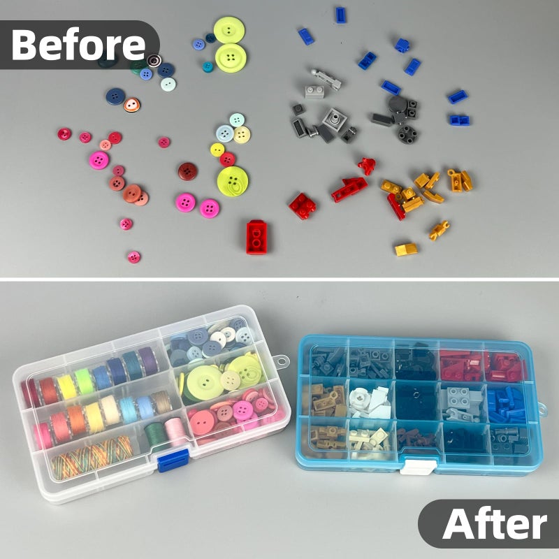 DUOFIRE Plastic Organizer Container Storage Box Adjustable Divider Removable Grid Compartment for Jewelry Beads Earring Container Tool Fishing Hook Small Accessories (15 grids, 4 Colors) - Image 5