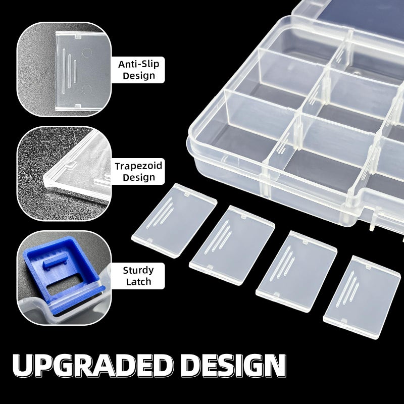 DUOFIRE Plastic Organizer Container Storage Box Adjustable Divider Removable Grid Compartment for Jewelry Beads Earring Container Tool Fishing Hook Small Accessories (15 grids, 4 Colors) - Image 4