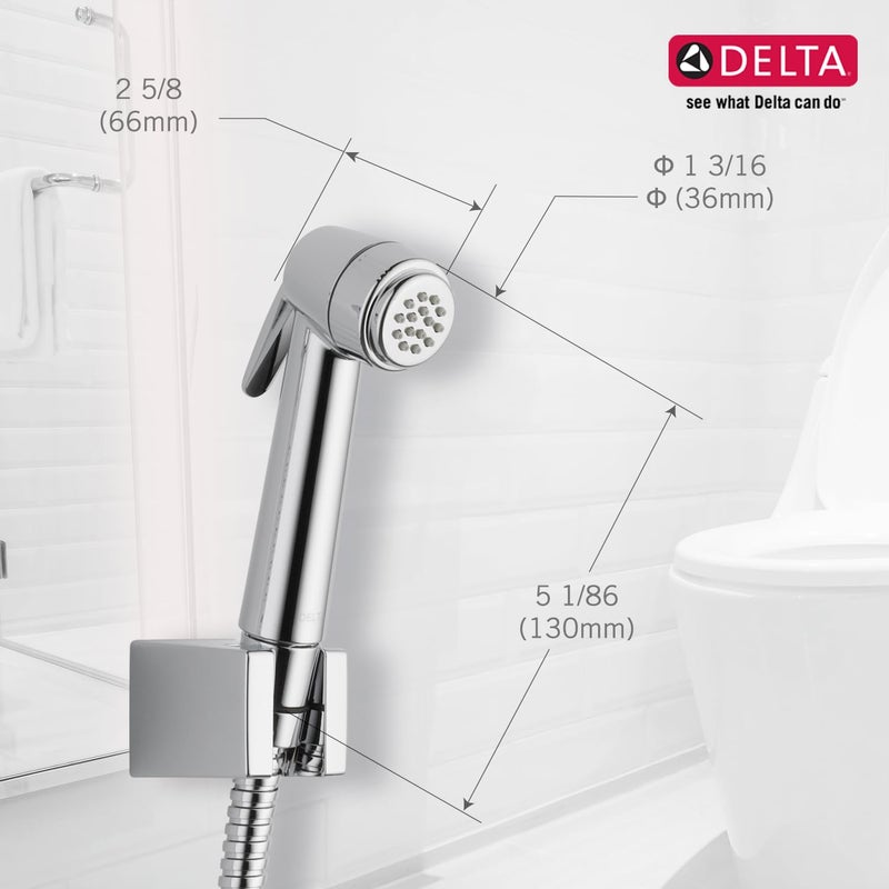 Delta Faucet 22900-I ABS Health Faucet with SS-304 Grade 1.25 Meter Flexible Hose Pipe & Wall Hook, Contemporary Premium Hygiene Spray/ Jet Spray/ Health Faucet Gun in Polished Chrome - Image 4