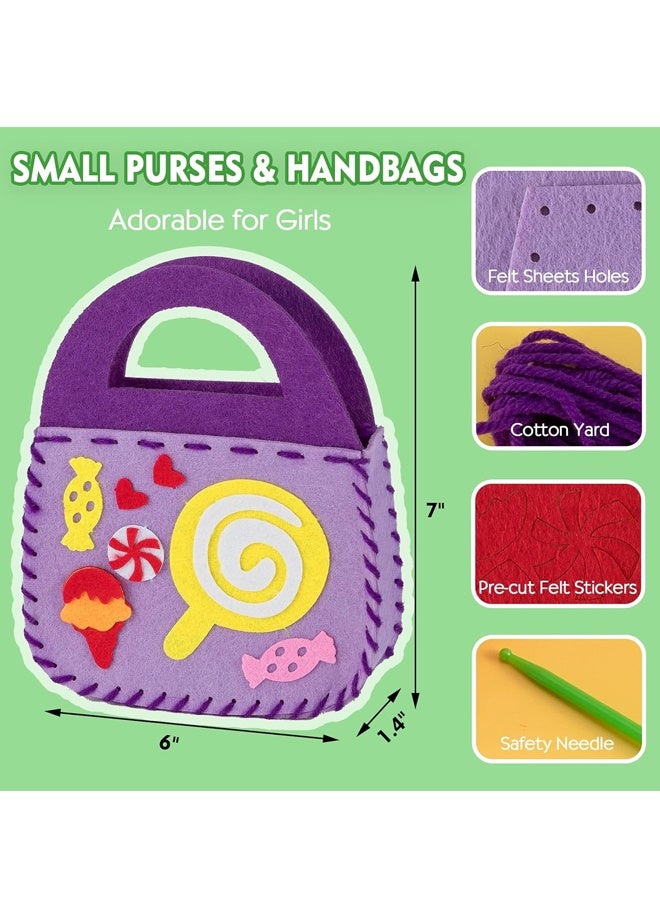 8 Set Sewing Handbag Kit, Sew Your Own Purses and Handbags, Felt Sewing Kit with Stickers DIY Sewing Felt Craft for Girls - Image 3