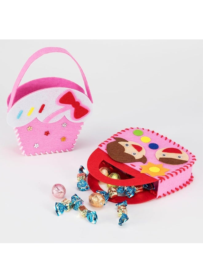 8 Set Sewing Handbag Kit, Sew Your Own Purses and Handbags, Felt Sewing Kit with Stickers DIY Sewing Felt Craft for Girls - Image 2