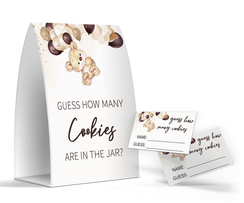 Guess How Many Cookies Are In The Jar Baby Shower Games Baby Shower Decorations  One Sign and 50 CardsMANY026