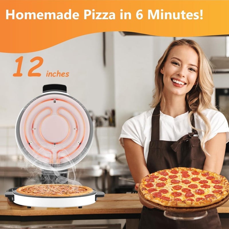 Derovan Electric Pizza Oven – Countertop Stone-Bake Machine, Crispy Crust in Just 6 Minutes - Image 3