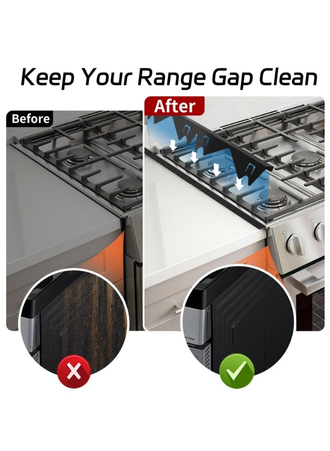 أغطية فجوات الموقد المصنوعة من الفولاذ المقاوم للصدأ (عبوتان)، حشوات فجوات الموقد، واقيات فجوات الطاولة للمطبخ، طقم تبطين الموقد، سهلة التنظيف ومقاومة للحرارة، طول قابل للتعديل من 13.8 إلى 27.6 بوصة، العرض 0.79 بوصة. - Image 2