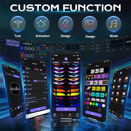 Rayhome 58''x8'' Large Multiple Programmable LED Sign, Full Color Bright Scrolling LED Signs, Bluetooth APP Control Custom Text Pattern Animation digital Display for Store Hotel Bar - Image 2