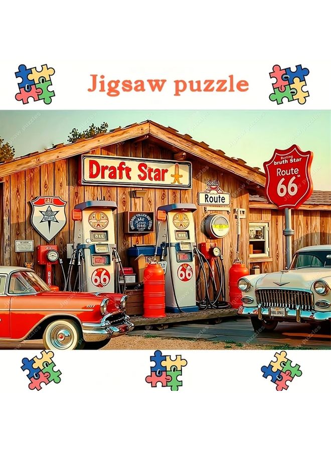 YF3140 1000 Pcs Vintage Route 66 Gas Station Jigsaw Puzzle For Adults Wall Decor - Image 3