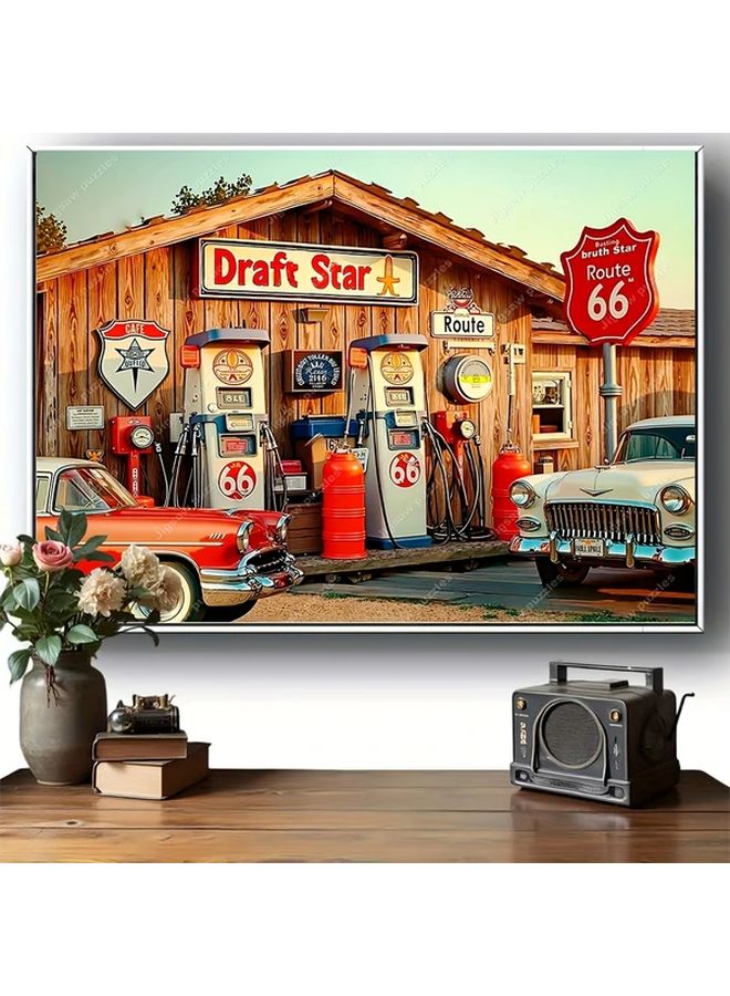 YF3140 1000 Pcs Vintage Route 66 Gas Station Jigsaw Puzzle For Adults Wall Decor - Image 5