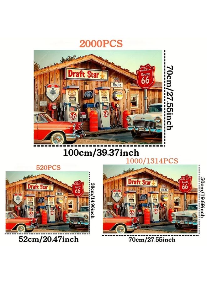 YF3140 1000 Pcs Vintage Route 66 Gas Station Jigsaw Puzzle For Adults Wall Decor - Image 2