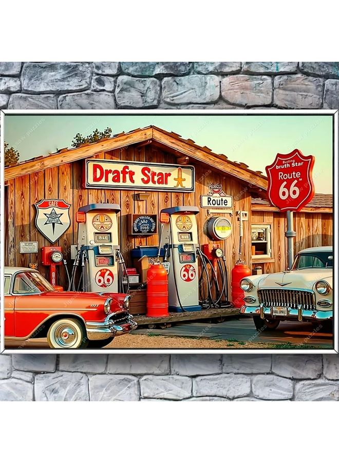 YF3140 1000 Pcs Vintage Route 66 Gas Station Jigsaw Puzzle For Adults Wall Decor - Image 4