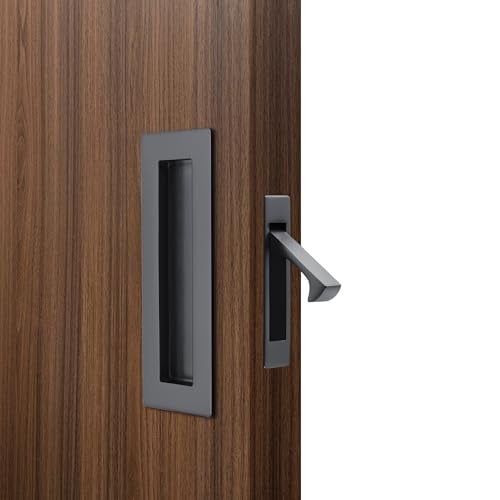 Dontay Sliding Pocket Door Handles 304 Stainless Steel Non Locking Pocket Door Hardware Recessed Flush Finger Pulls Heavy Duty Edge Pull 1 Set Graphite 6 Inch - Image 1