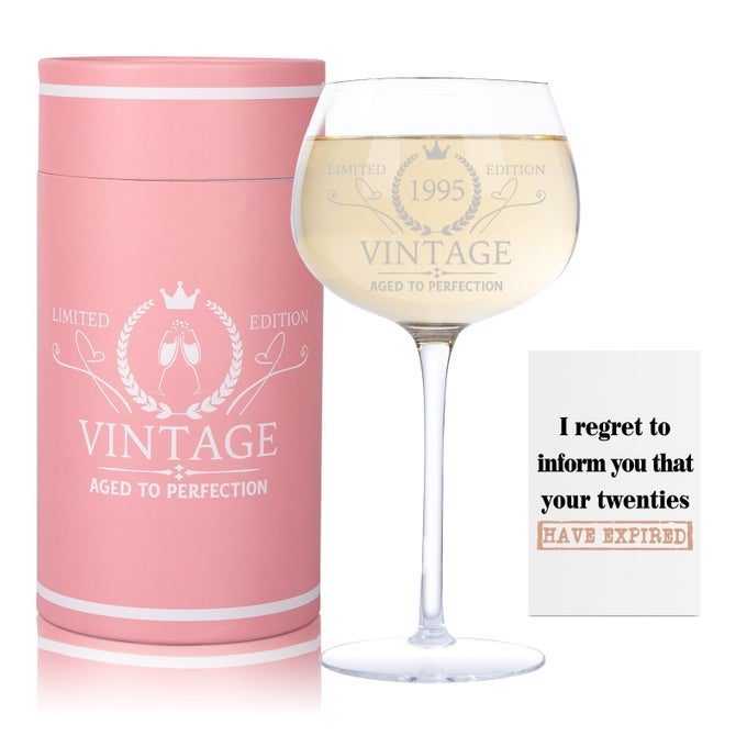 30TH BIRTHDAY GIFTS FOR HER WOMEN BEST GIFTS FOR 30 YEAR OLD WOMAN VINTAGE 1995 ENGRAVED 30TH WINE GLASS UNIQUE 30 YEAR OLD BIRTHDAY DECORATIONS FOR WOMEN TURNING 30 PRESENTS