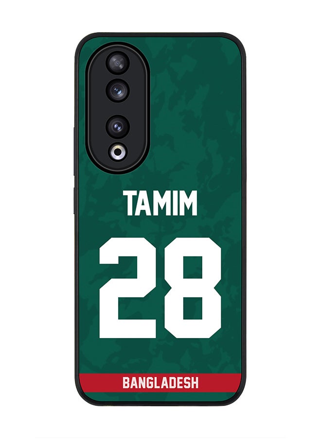 Stylizedd Rugged Black edge case for Honor 90 5G, Slim fit Case Flexible Rubber Edges Anti Drop TPU Gel Thin Cover - Team Bangladesh Tamim Iqbal, Jersey No 28  - Image 1