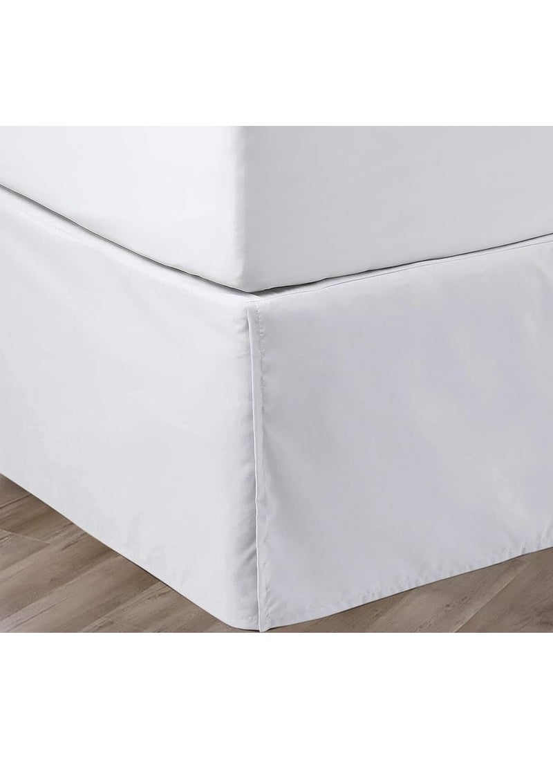 SGI bedding SGI 18 Inch Drop Bed Skirt Queen Size with Platform to Stay in Place Elegant Pleated Design with Split Corners Wrinkle Resistant Fabric for Modern and Stylish Look - White  - Image 1
