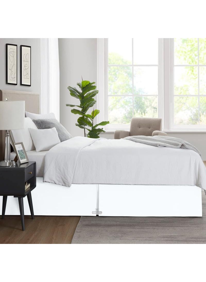 SGI bedding SGI 18 Inch Drop Bed Skirt Queen Size with Platform to Stay in Place Elegant Pleated Design with Split Corners Wrinkle Resistant Fabric for Modern and Stylish Look - White  - Image 4