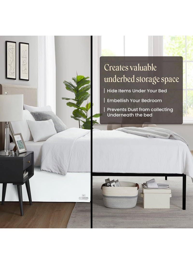 SGI bedding SGI 18 Inch Drop Bed Skirt Queen Size with Platform to Stay in Place Elegant Pleated Design with Split Corners Wrinkle Resistant Fabric for Modern and Stylish Look - White  - Image 3