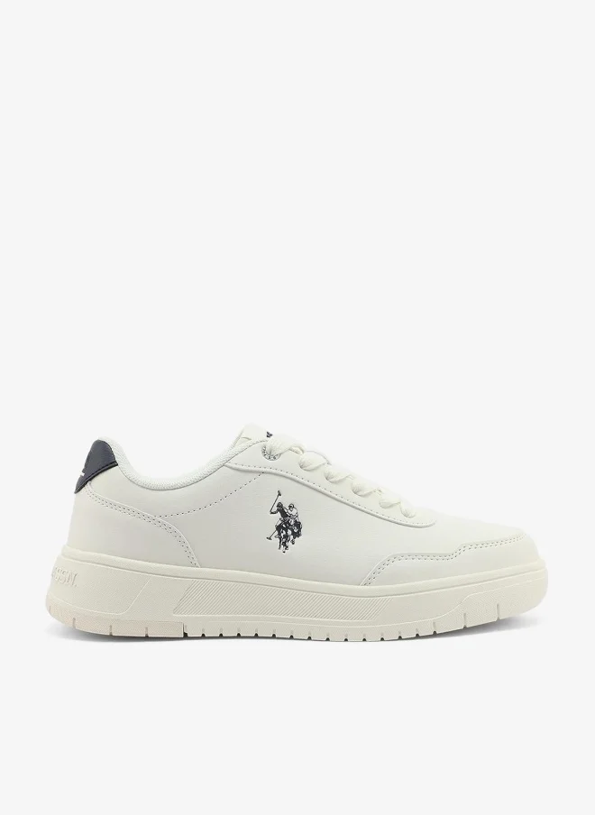 U.S. Polo Assn. Women's Off White Sneakers - Soft Pastel Accents with Retro-Inspired Design and Cushioned Sole for Effortless Style and Comfort