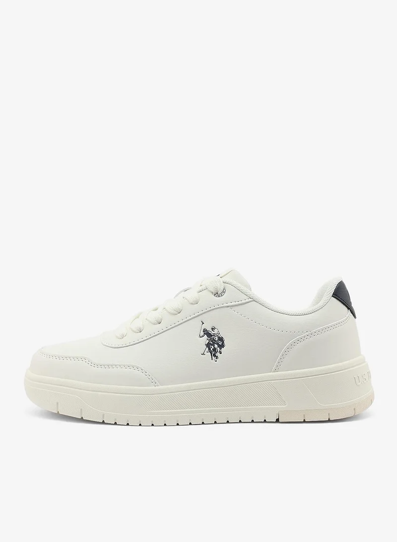 U.S. Polo Assn. Women's Off White Sneakers - Soft Pastel Accents with Retro-Inspired Design and Cushioned Sole for Effortless Style and Comfort