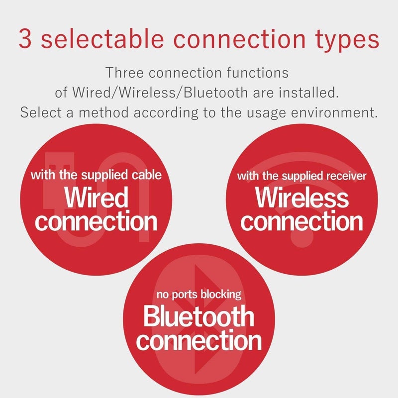 ELECOM EX-G Pro Trackball Mouse, Wired, Wireless, Bluetooth, Thumb Control, 8-Button Function, Ergonomic Design, Optical Gaming Sensor, Smooth Red Ball, Windows11, macOS (M-XPT1MRBK) - Image 3