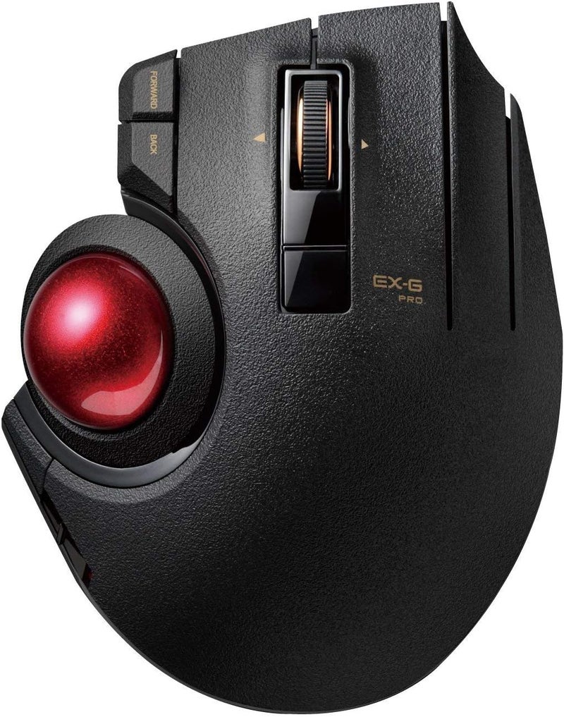 ELECOM EX-G Pro Trackball Mouse, Wired, Wireless, Bluetooth, Thumb Control, 8-Button Function, Ergonomic Design, Optical Gaming Sensor, Smooth Red Ball, Windows11, macOS (M-XPT1MRBK) - Image 1