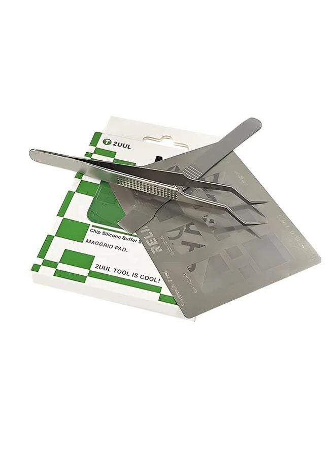 Model SET3 Multifunctional Universal Soldering Pad BGA Replating Template Steel Mesh Positioning Tweezers Scraper Mobile CPU IC Welding Tool Set - Image 1