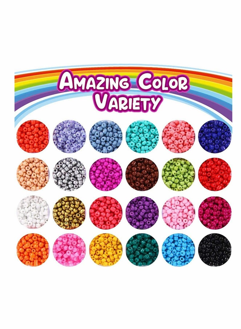 KASTWAVE Jewelry Making Kit Beads for Bracelets - Bead Craft Set, Glass Pony Seed Letter Alphabet DIY Art and Val entine Gift Her Women Wife Girlfriend Adult Kid Age 6 7 8 9 (4MM) - Image 2