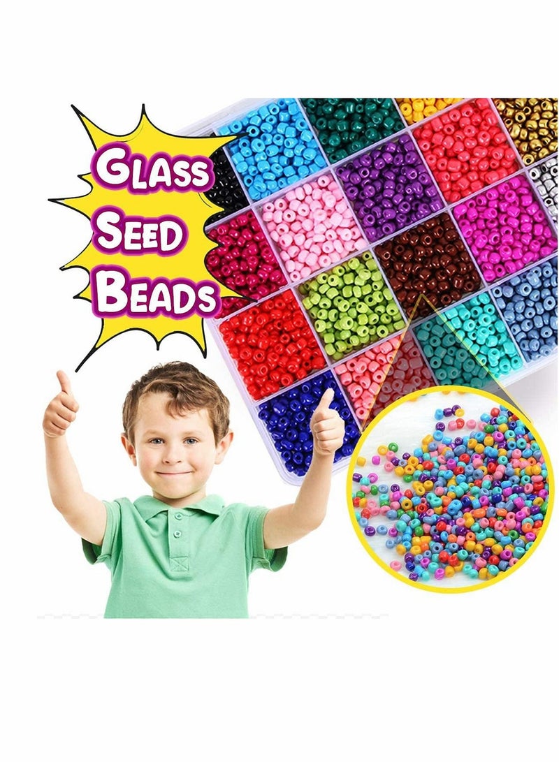 KASTWAVE Jewelry Making Kit Beads for Bracelets - Bead Craft Set, Glass Pony Seed Letter Alphabet DIY Art and Val entine Gift Her Women Wife Girlfriend Adult Kid Age 6 7 8 9 (4MM) - Image 4