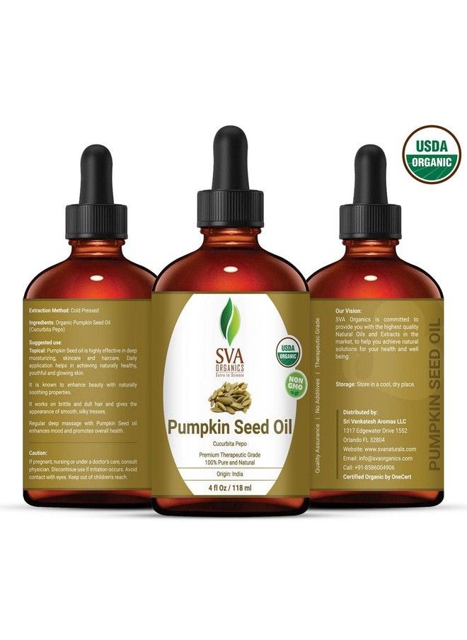 SVA Organics - زيت بذور اليقطين الناقل 4 أونصات عضوي USDA 100% نقي طبيعي معصور على البارد غير مكرر لدرجة العلاج للبشرة والشعر والجسم - Image 1