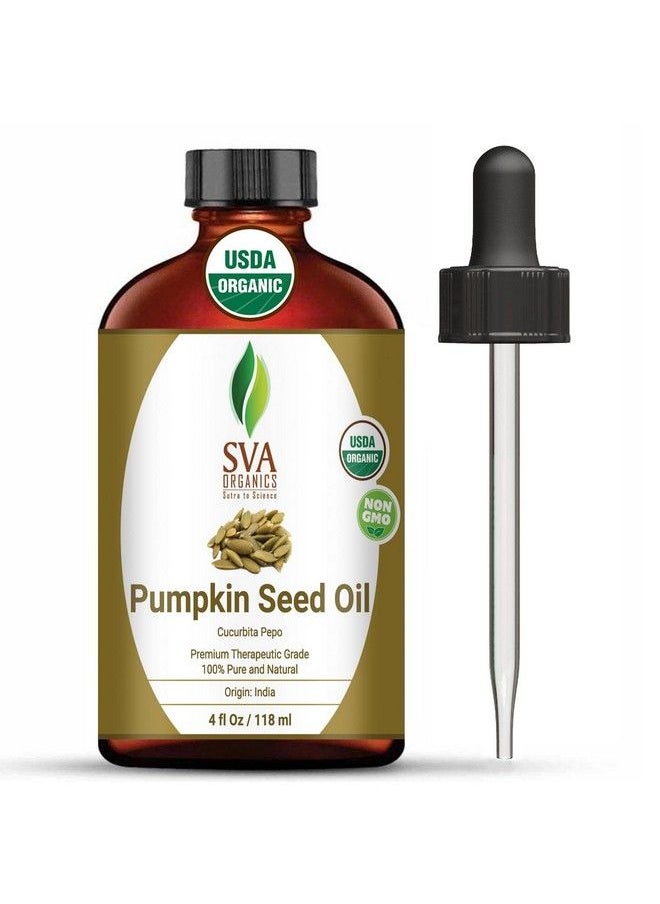 SVA Organics - زيت بذور اليقطين الناقل 4 أونصات عضوي USDA 100% نقي طبيعي معصور على البارد غير مكرر لدرجة العلاج للبشرة والشعر والجسم - Image 1