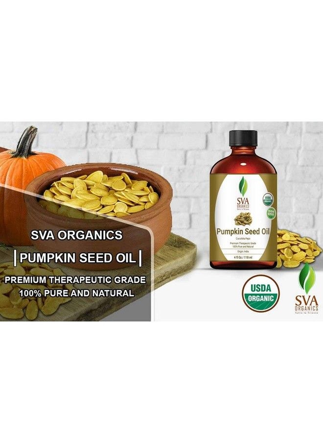 SVA Organics - زيت بذور اليقطين الناقل 4 أونصات عضوي USDA 100% نقي طبيعي معصور على البارد غير مكرر لدرجة العلاج للبشرة والشعر والجسم - Image 1