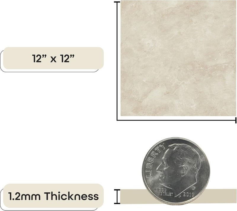 Achim Tivoli Self Adhesive Vinyl Floor Tiles, 45 Tiles - 12" x 12", Carrera Marble - Peel & Stick, DIY Flooring for Kitchen, Dining Room, Bedrooms, Basements & Bathrooms by Home Decor - Image 4