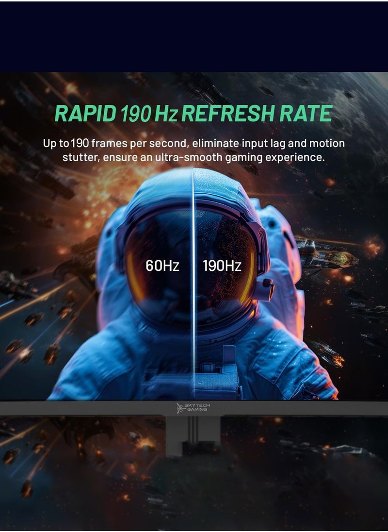 HILUKE 27inch Gaming Monitor QHD 2560*1440p, 190Hz, 2K, IPS Panel, 1ms Response Time, Adaptive sync, PC Computer Monitor, 3-Sided Frameless, Ultra Slim, 99% sRGB, Bluelight Filter, HDMI *1, DP*2  - Image 4