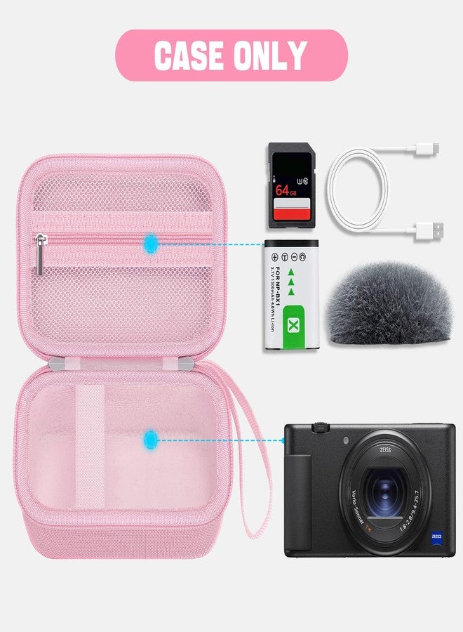 HESPLUS Camera Case for Sony ZV-1/ ZV-1F/ ZV-1 II Digital Camera for Content Creators and Vloggers, Camera Protective Box Hard Travel Storage Bag, Mesh Pocket fits Cable, Batteries, SD Card, Pink - Image 2