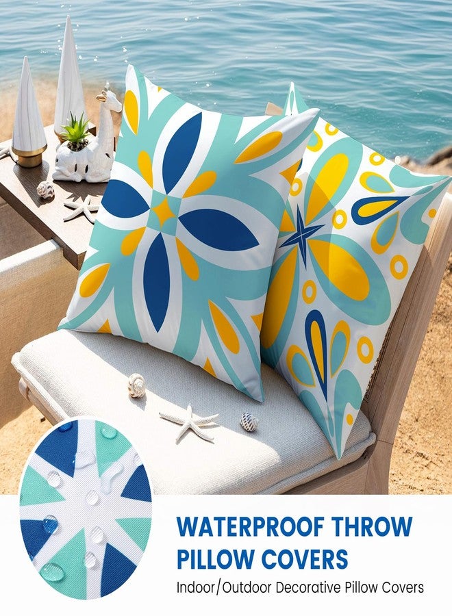 coclothy Outdoor Waterproof Throw Pillow Covers Set of 4 Floral Printed and Boho Farmhouse Outdoor Pillow Covers for Patio Funiture Garden - Image 5
