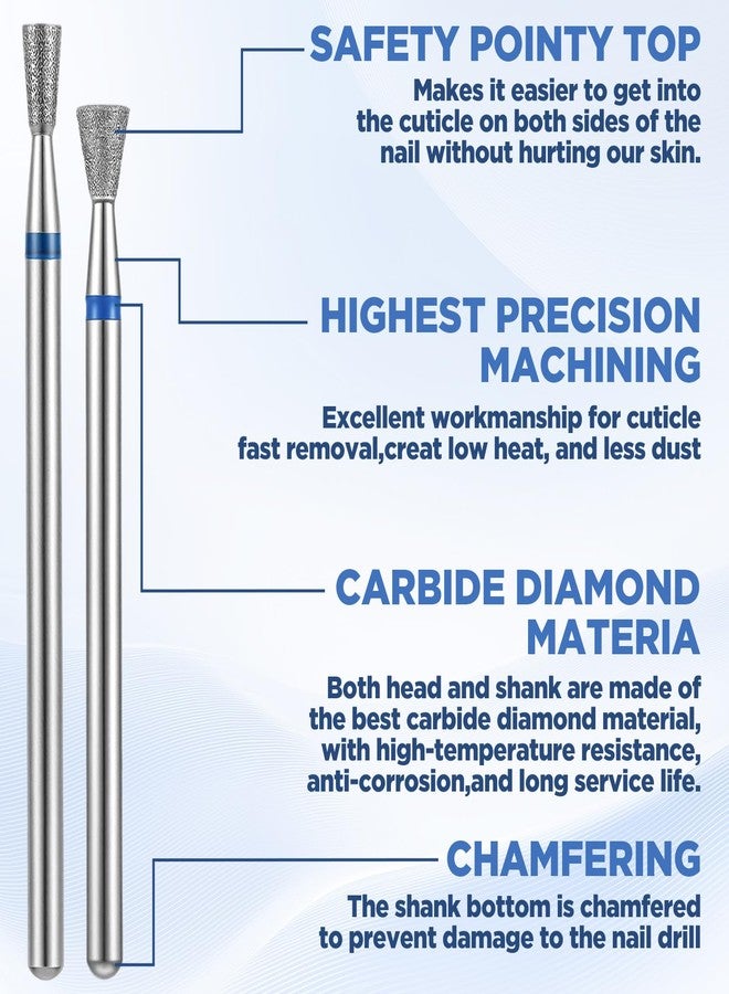 APLZGMG 6Pcs Inverted Cone Nail Drill Bit, Carbide Micro Cuticle Remover Bits for Acrylic Gel Nails, 3/32" Russian Diamond Nail Drill Bits in 2 Styles, Cuticle Bit for Nails Drills for Manicure and Pedicure - Image 4