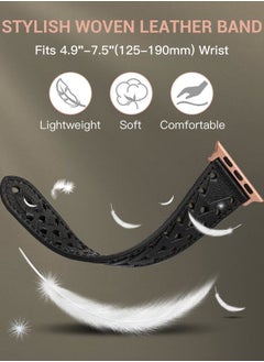 Wearlizer Leather Band Compatible with Apple Watch Band 38mm 40mm 41mm 42mm 44mm 45mm 46mm 49mm Women Men Dressy Breathable Hollow-out Braided Strap for iWatch Series 10 9 Ultra SE 8 7 6 5 4 3 2 1  - Image 4