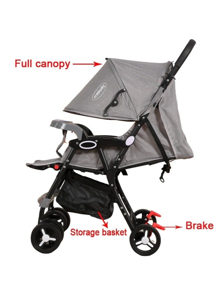 Ultra-Light One-Click Fold Baby Stroller – Air Travel Friendly with Two-Way Canopy, Mosquito Net, and 5-Point Safety Harness