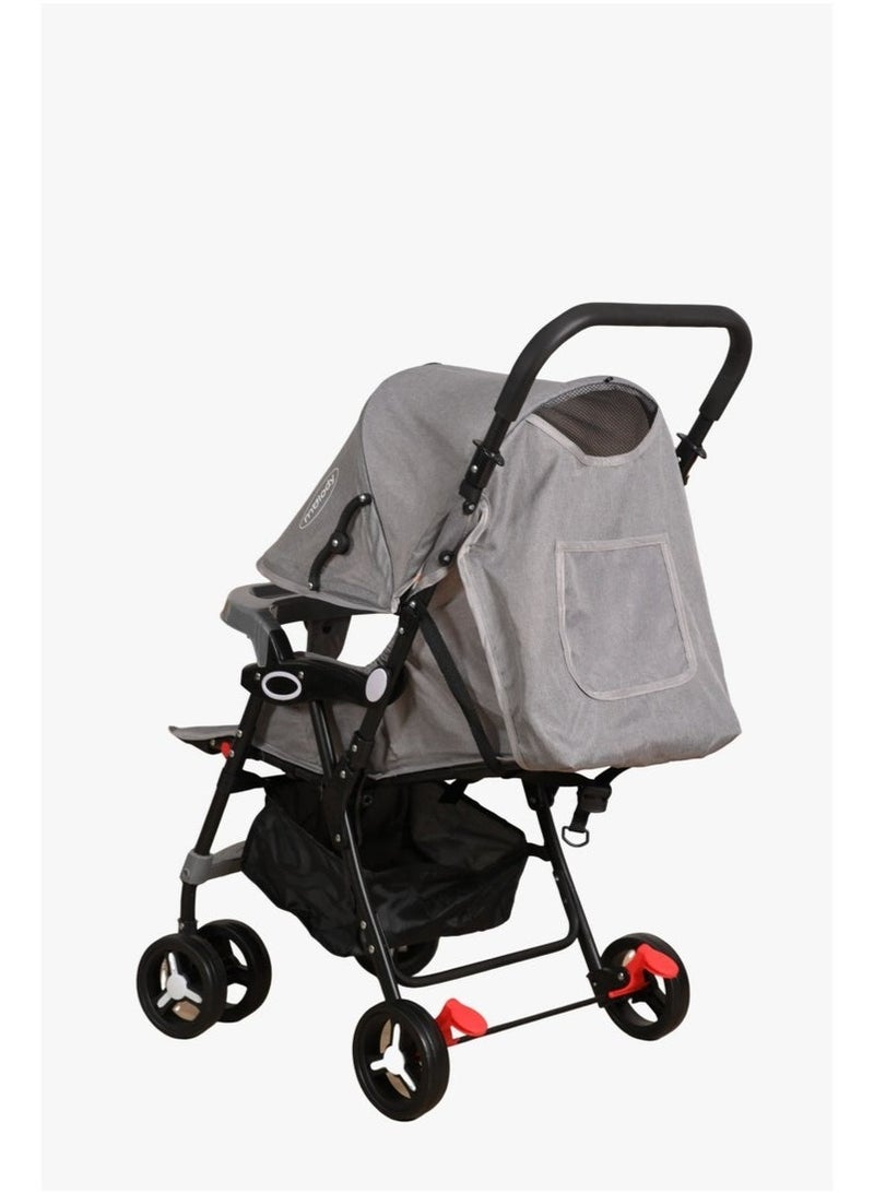 Ultra-Light One-Click Fold Baby Stroller – Air Travel Friendly with Two-Way Canopy, Mosquito Net, and 5-Point Safety Harness