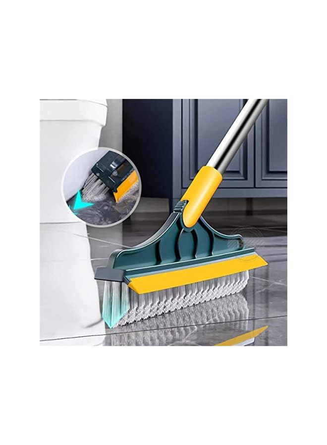 PROMASS 2 in 1 Floor Scrub Brush, 2023 Upgrade Floor Scrub Brush Adjustable V-Shaped Long Handle Scrub Brush with Squeegee,Window Kitchen Bathroom Groove Cleaning Brush Head Crevice Cleaning Supplies - Image 2