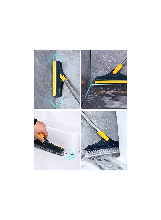 PROMASS 2 in 1 Floor Scrub Brush, 2023 Upgrade Floor Scrub Brush Adjustable V-Shaped Long Handle Scrub Brush with Squeegee,Window Kitchen Bathroom Groove Cleaning Brush Head Crevice Cleaning Supplies - Image 4