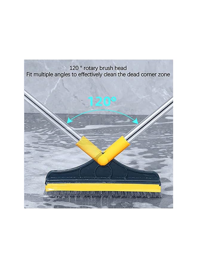 PROMASS 2 in 1 Floor Scrub Brush, 2023 Upgrade Floor Scrub Brush Adjustable V-Shaped Long Handle Scrub Brush with Squeegee,Window Kitchen Bathroom Groove Cleaning Brush Head Crevice Cleaning Supplies - Image 3