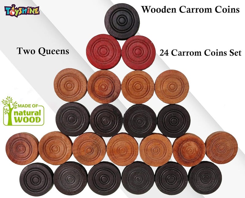 Toyshine Bulldong Wooden Case Carrom Playing Coins | 24 Wooden Coins - Image 2