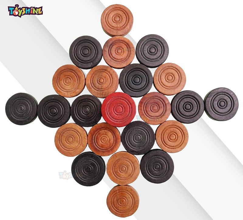 Toyshine Bulldong Wooden Case Carrom Playing Coins | 24 Wooden Coins - Image 4