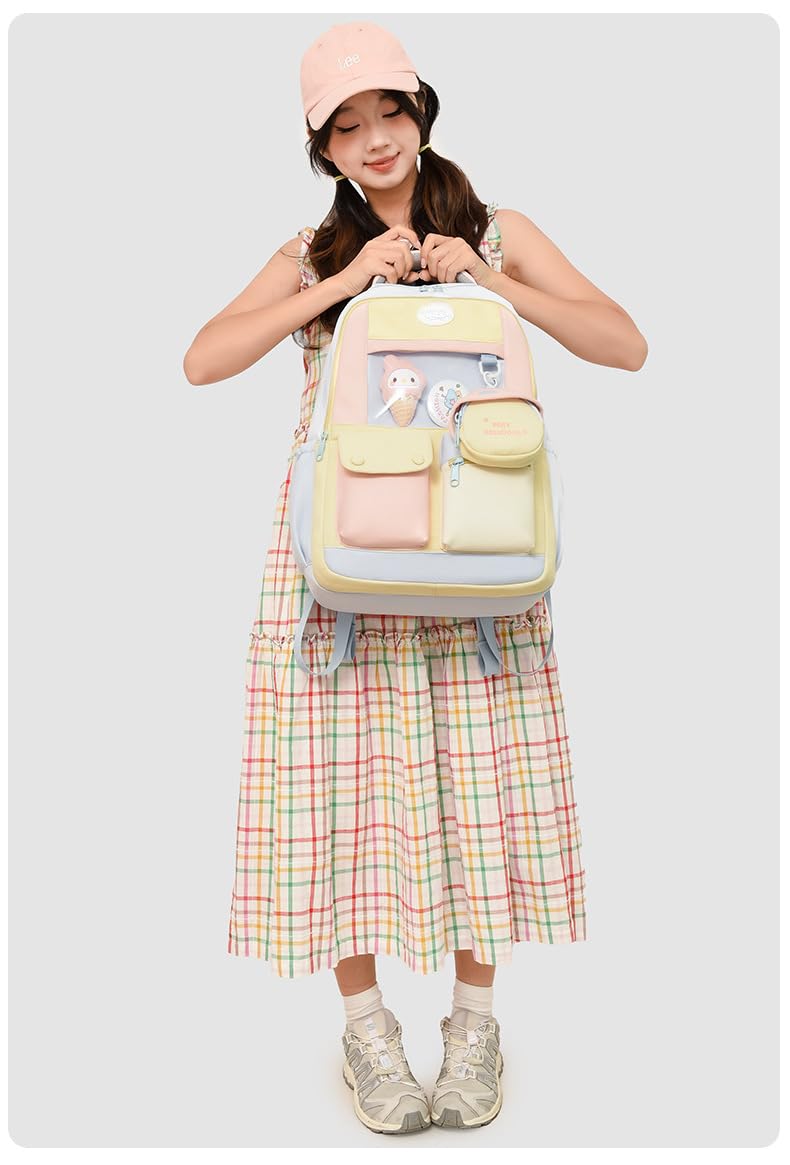 Preptep Backpack for Girls with Accessories Laptop Cute Bookbags 16 Inch Kawaii Kids Elementary Middle High School Bag College Travel Daypack Gifts for Teenage Women Students - Image 3