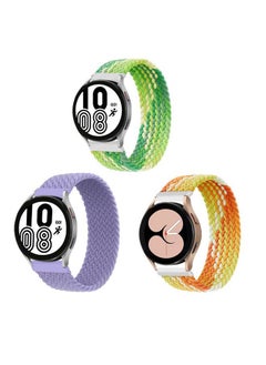 ALMNVO 3 pack Stretch Braided Solo Loop Nylon Bands for Samsung Galaxy Watch 5 40mm 44mm/LTE 44mm/5 Pro 45mm/4 40mm/4 classic 46mm/42mm/3 41mm/Active,Elastics Wristband,20mm-XS  - Image 1