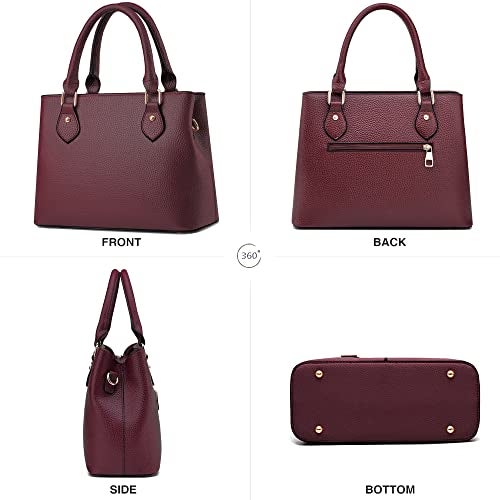 CHICAROUSAL Purses and Handbags for Women Leather Crossbody Bags Women's Tote Shoulder Bag (Burgundy cc) - Image 3