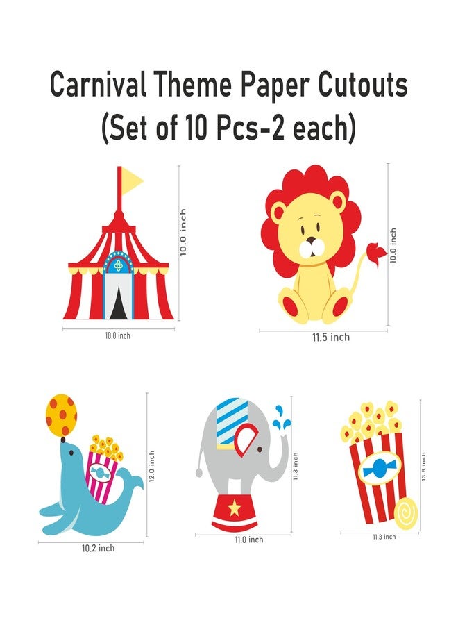 PrettyurParty Pretty UR Party Girly Carnival Theme Paper Cutouts for Birthday Parties, Carnival Party Supplies décor, Circus Birthday Party Decoration Cut-Outs - Multicolour(10 pcs) - Image 2
