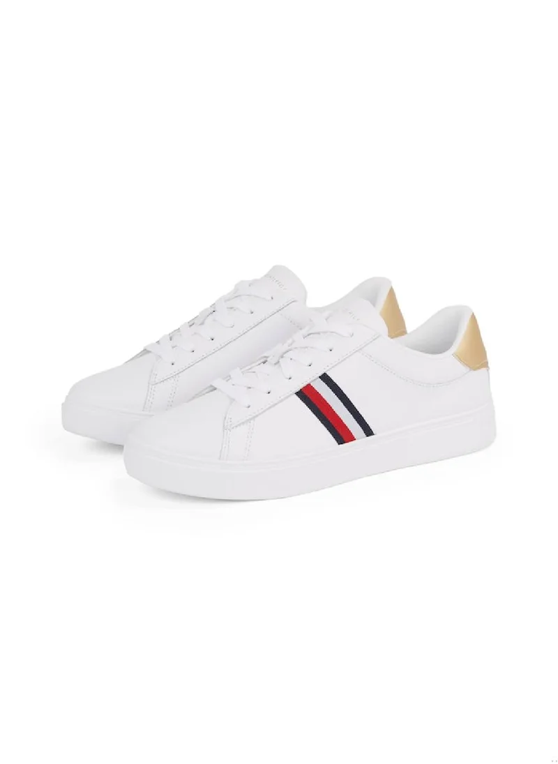 TOMMY HILFIGER Women's Essential Court Trainers - Leather, White